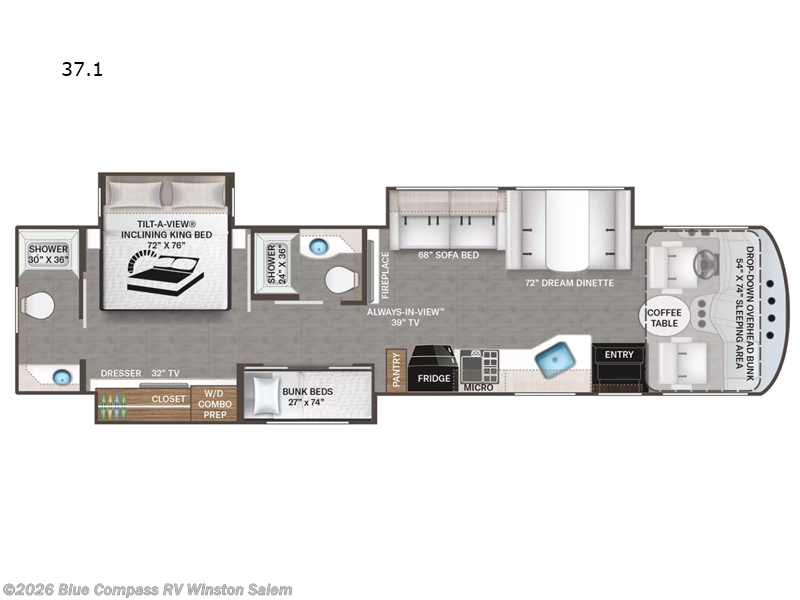 2022 Thor Motor Coach Miramar 37.1 - Used Class A For Sale by Blue Compass RV Winston Salem in Rural Hall, North Carolina features Slideout