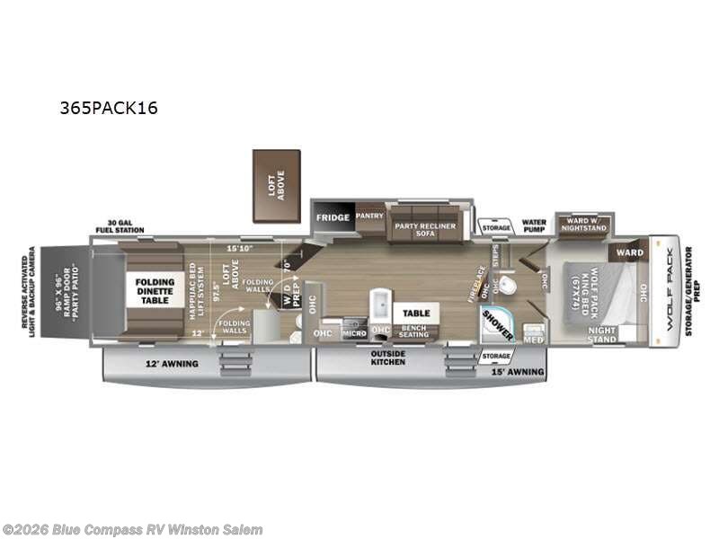 2022 Forest River Cherokee Wolf Pack 365PACK16 - Used Fifth Wheel For Sale by Blue Compass RV Winston Salem in Rural Hall, North Carolina features Slideout