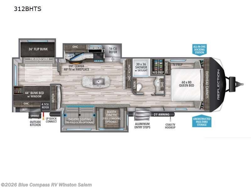2022 Grand Design Reflection 312BHTS - Used Travel Trailer For Sale by Blue Compass RV Winston Salem in Rural Hall, North Carolina features Slideout