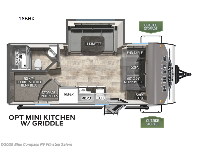 2024 Palomino Puma Ultra Lite 18BHX - Used Travel Trailer For Sale by Blue Compass RV Winston Salem in Rural Hall, North Carolina features Slideout