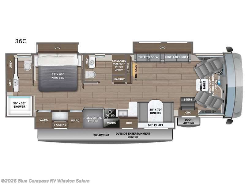 2026 Jayco Precept 36C - New Class A For Sale by Blue Compass RV Winston Salem in Rural Hall, North Carolina features Slideout