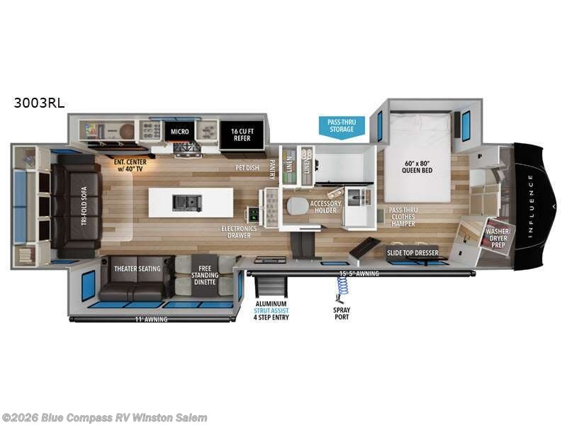 2027 Grand Design Influence 3003RL - New Fifth Wheel For Sale by Blue Compass RV Winston Salem in Rural Hall, North Carolina features Slideout