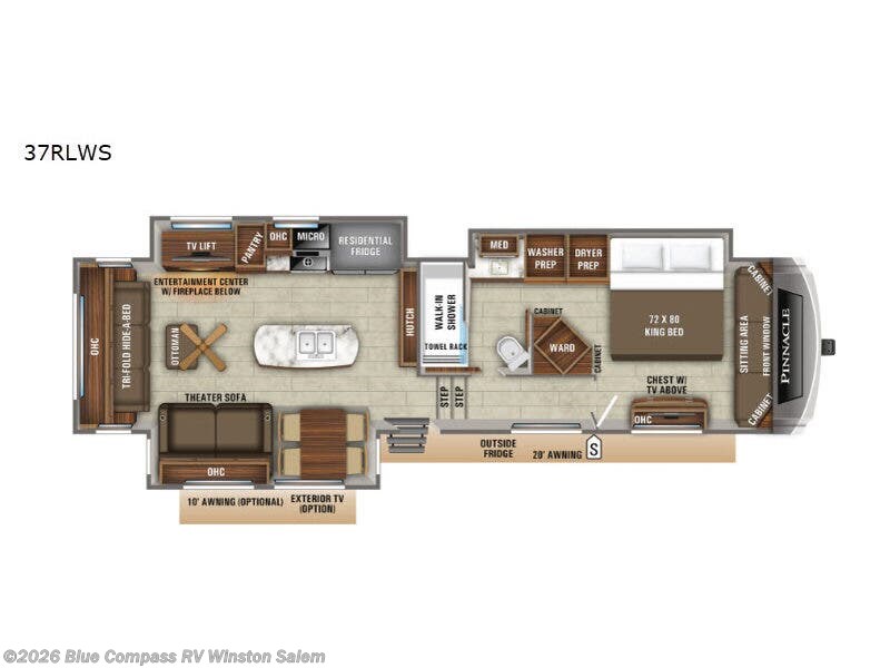 2019 Jayco Pinnacle 37RLWS - Used Fifth Wheel For Sale by Blue Compass RV Winston Salem in Rural Hall, North Carolina features Slideout