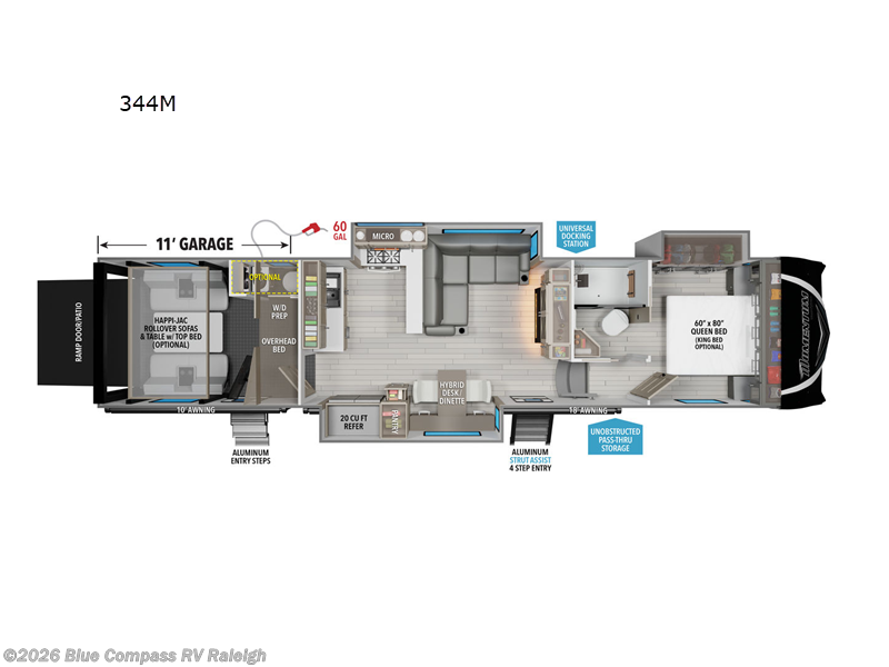 2025 Grand Design Momentum M-Class 344M - New Toy Hauler For Sale by Blue Compass RV Raleigh in Raleigh, North Carolina features Slideout
