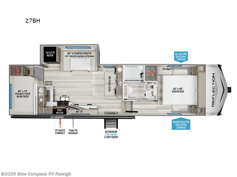 2026 Grand Design Reflection 100 Series 27BH - New Fifth Wheel For Sale by Blue Compass RV Raleigh in Raleigh, North Carolina features Slideout