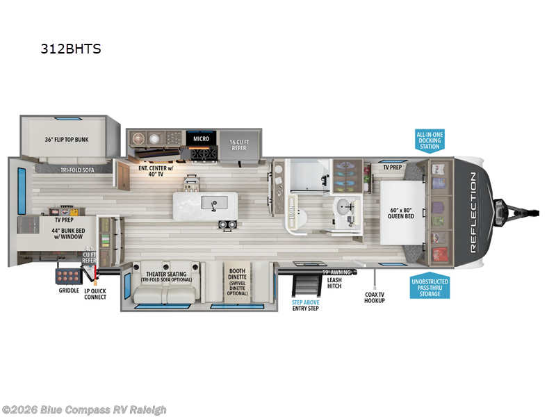 2026 Grand Design Reflection 312BHTS - New Travel Trailer For Sale by Blue Compass RV Raleigh in Raleigh, North Carolina features Slideout