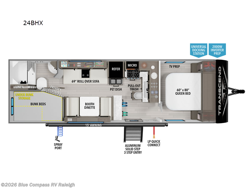 2025 Grand Design Transcend Xplor 24BHX - New Travel Trailer For Sale by Blue Compass RV Raleigh in Raleigh, North Carolina