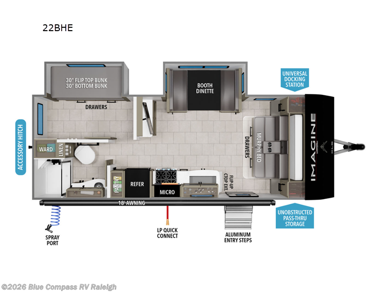 2026 Grand Design Imagine XLS 22BHE - New Travel Trailer For Sale by Blue Compass RV Raleigh in Raleigh, North Carolina features Slideout