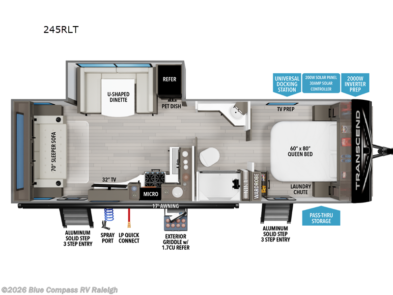 2026 Grand Design Transcend 245RLT - New Travel Trailer For Sale by Blue Compass RV Raleigh in Raleigh, North Carolina features Slideout