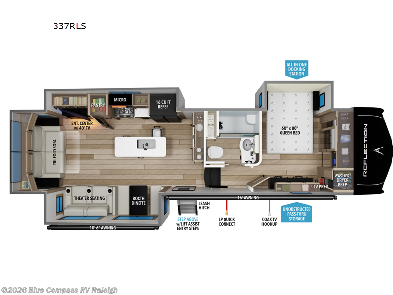 2026 Grand Design Reflection 337RLS - New Fifth Wheel For Sale by Blue Compass RV Raleigh in Raleigh, North Carolina features Slideout
