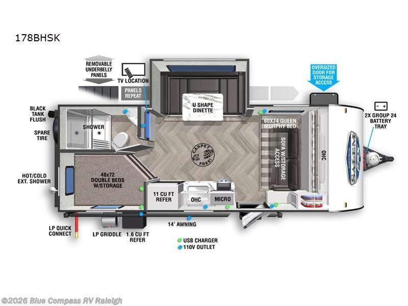 2021 Forest River Salem FSX 178BHSK - Used Travel Trailer For Sale by Blue Compass RV Raleigh in Raleigh, North Carolina features Slideout
