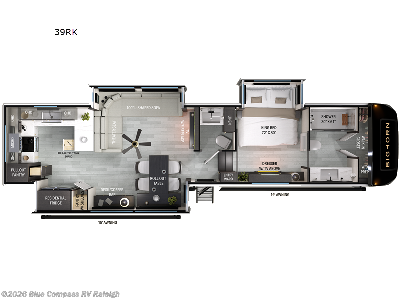 2027 Heartland Bighorn 39RK - New Fifth Wheel For Sale by Blue Compass RV Raleigh in Raleigh, North Carolina features Slideout