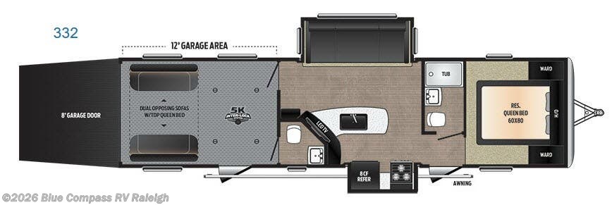 2017 Keystone Impact 332 - Used Toy Hauler For Sale by Blue Compass RV Raleigh in Raleigh, North Carolina features Slideout