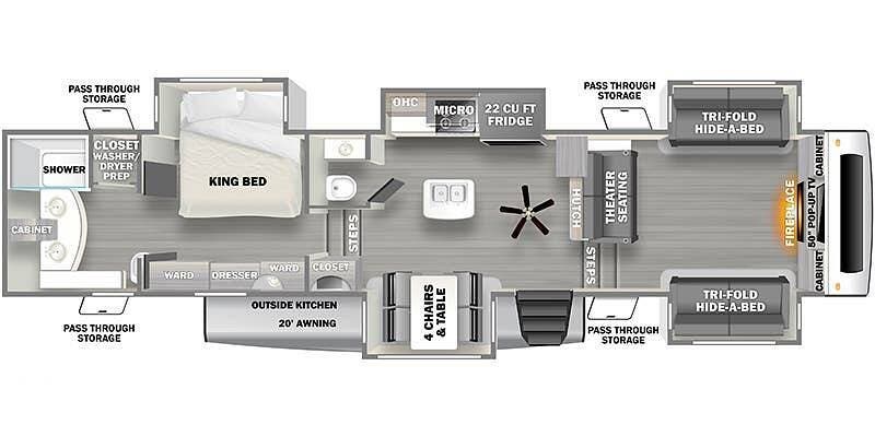 2022 Forest River Sandpiper 391FLRB - Used Fifth Wheel For Sale by Pop RVs in Laplace, Louisiana features Awning, Slideout, Leveling Jacks, Air Conditioning