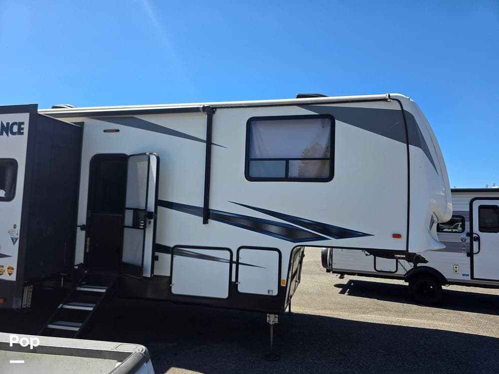 2019 Forest River Vengeance 348A13 - Used Toy Hauler For Sale by Pop RVs in Red Bluff, California features Slideout, Air Conditioning, Generator, Awning