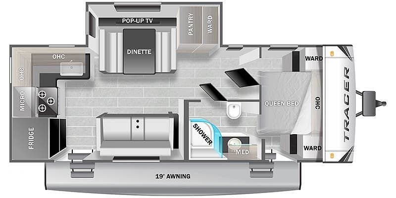 2021 Prime Time Tracer 24RKS - Used Travel Trailer For Sale by Pop RVs in Gibsonton, Florida features Air Conditioning, Leveling Jacks, Awning, Slideout