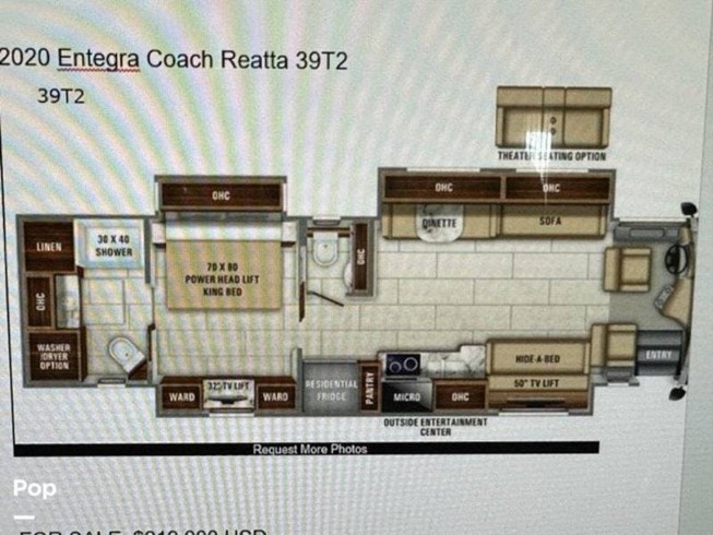 2020 Entegra Coach Reatta 39T2 - Used Diesel Pusher For Sale by Pop RVs in Leesburg, Florida