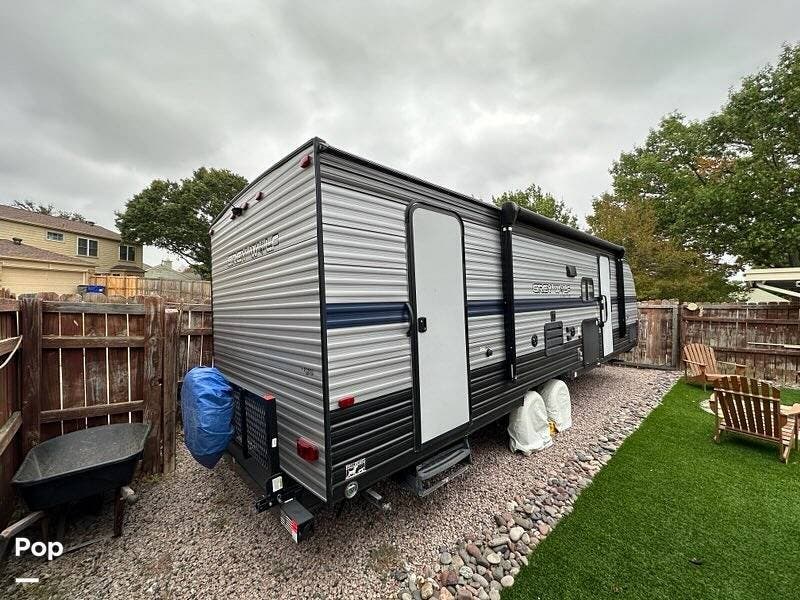 2020 Forest River Grey Wolf 26DBH - Used Travel Trailer For Sale by Pop RVs in Allen, Texas features Air Conditioning, Leveling Jacks, Awning, Slideout