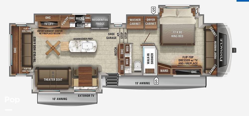 2021 Jayco Pinnacle 36SSWS - Used Fifth Wheel For Sale by Pop RVs in Jonesborough, Tennessee features Air Conditioning, Leveling Jacks, Slideout, Awning