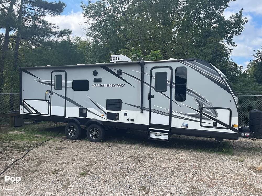 2021 Jayco White Hawk 27RB - Used Travel Trailer For Sale by Pop RVs in Raleigh, North Carolina features Air Conditioning, Awning, Slideout