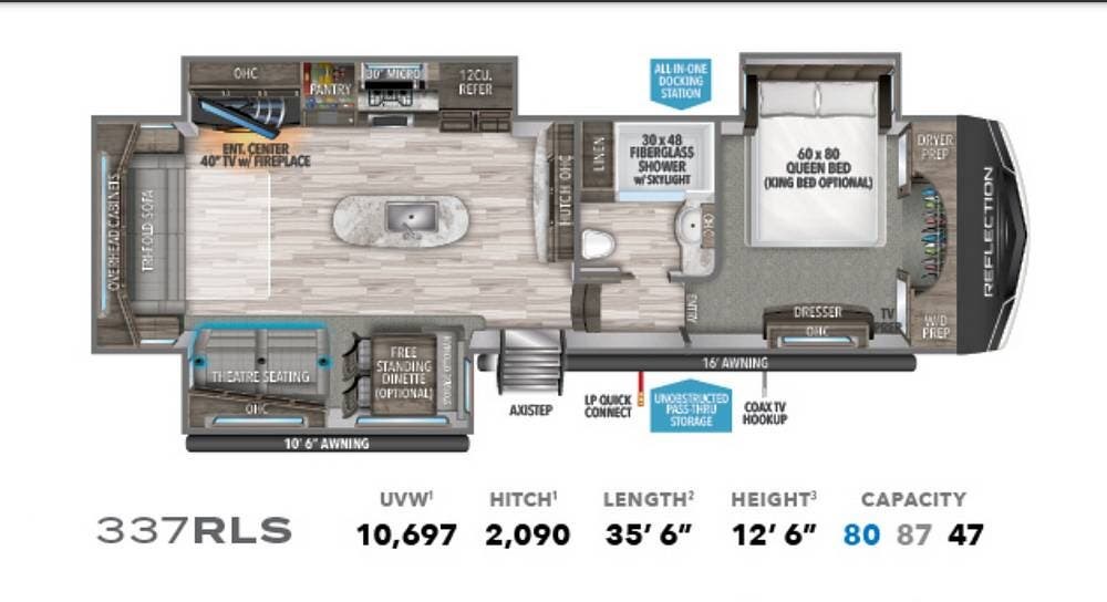2021 Forest River Reflection 337RLS - Used Fifth Wheel For Sale by Pop RVs in Venus, Texas features Slideout, Leveling Jacks, Air Conditioning, Awning
