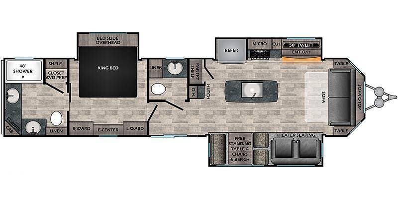 2023 CrossRoads Hampton 372FDB - Used Travel Trailer For Sale by Pop RVs in Cocoa, Florida features Leveling Jacks, Slideout, Awning, Air Conditioning