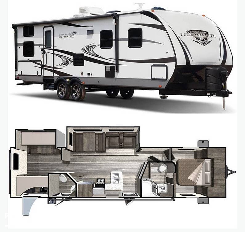 2019 Highland Ridge Open Range 3310BH - Used Travel Trailer For Sale by Pop RVs in Wetumpka, Alabama features Air Conditioning, Awning, Slideout