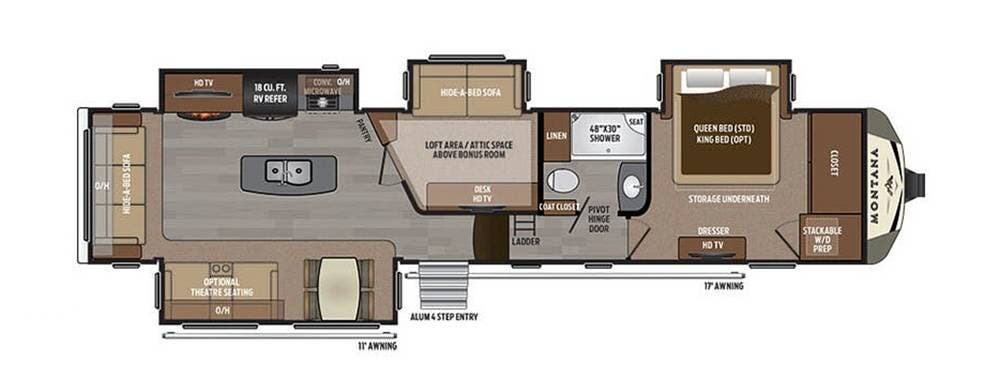 2017 Keystone Montana 3950BR - Used Fifth Wheel For Sale by Pop RVs in Fort Mill, South Carolina features Leveling Jacks, Slideout, Air Conditioning, Awning