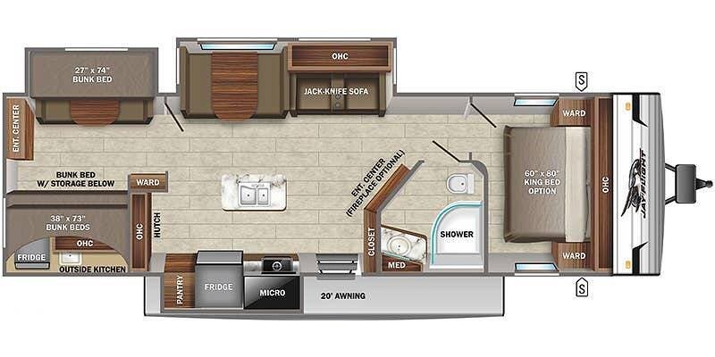 2022 Jayco Jay Flight 33RBTS - Used Travel Trailer For Sale by Pop RVs in Glenmora, Louisiana features Leveling Jacks, Slideout, Air Conditioning, Awning