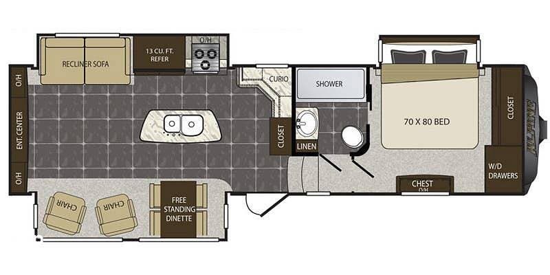 2016 Keystone Alpine 3010RE - Used Fifth Wheel For Sale by Pop RVs in Fairport, New York features Awning, Leveling Jacks, Air Conditioning, Slideout
