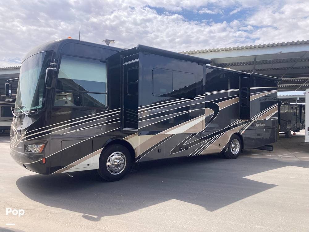 2017 Forest River Berkshire 34QS - Used Diesel Pusher For Sale by Pop RVs in Chandler, Arizona features Leveling Jacks, Slideout, Generator, Awning, Air Conditioning