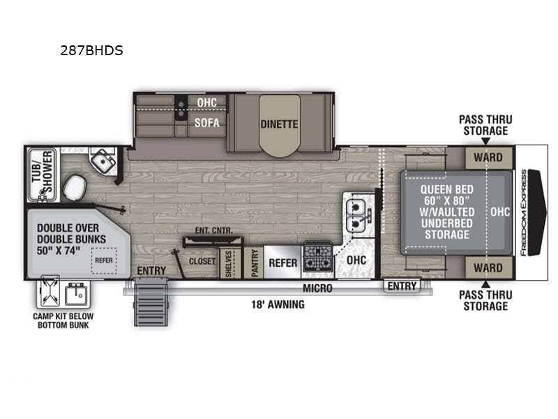 2021 Coachmen Freedom Express 287BHDS - Used Travel Trailer For Sale by Pop RVs in Westminster, Maryland features Slideout, Leveling Jacks, Air Conditioning, Awning