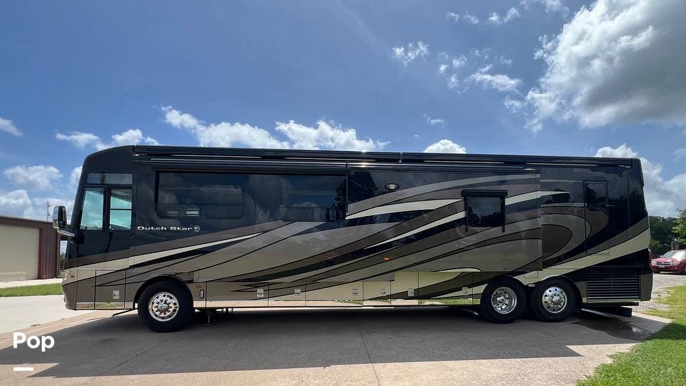 2018 Newmar Dutch Star 4369 - Used Diesel Pusher For Sale by Pop RVs in Huntsville, Texas features Slideout, Air Conditioning, Awning, Generator, Leveling Jacks