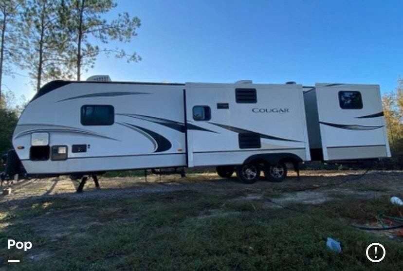 2021 Keystone Cougar 34TSB - Used Travel Trailer For Sale by Pop RVs in Jamesville, North Carolina features Awning, Leveling Jacks, Air Conditioning, Slideout