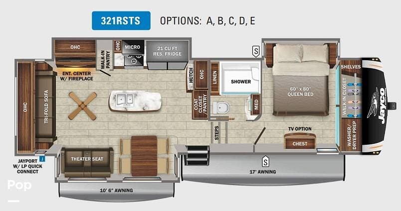 2022 Jayco Eagle 321RSTS - Used Fifth Wheel For Sale by Pop RVs in Parrish, Florida features Slideout, Leveling Jacks, Air Conditioning, Awning