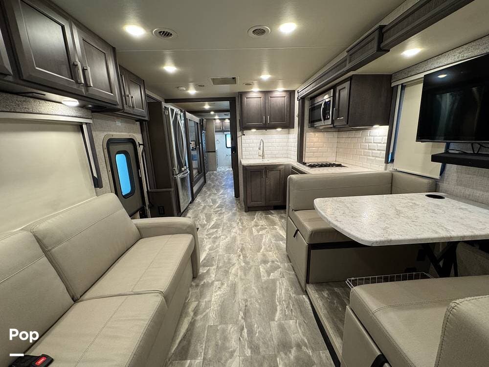 2023 Thor Motor Coach Challenger 37DS - Used Class A For Sale by Pop RVs in Corona, California features Leveling Jacks, Generator, Air Conditioning, Slideout, Awning