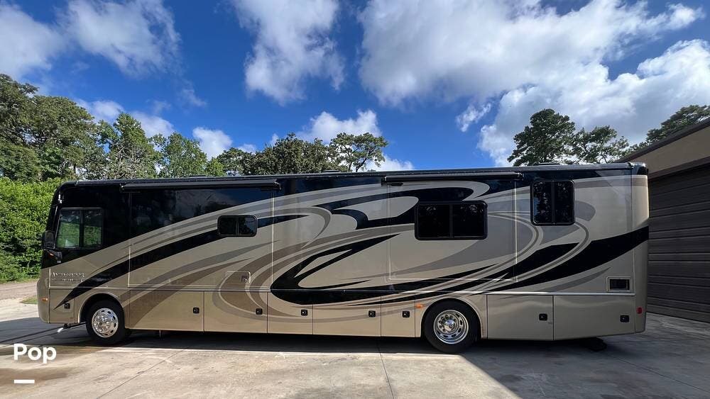 2015 Holiday Rambler Ambassador 38DBT - Used Diesel Pusher For Sale by Pop RVs in Spring, Texas features Slideout, Leveling Jacks, Air Conditioning, Generator, Awning
