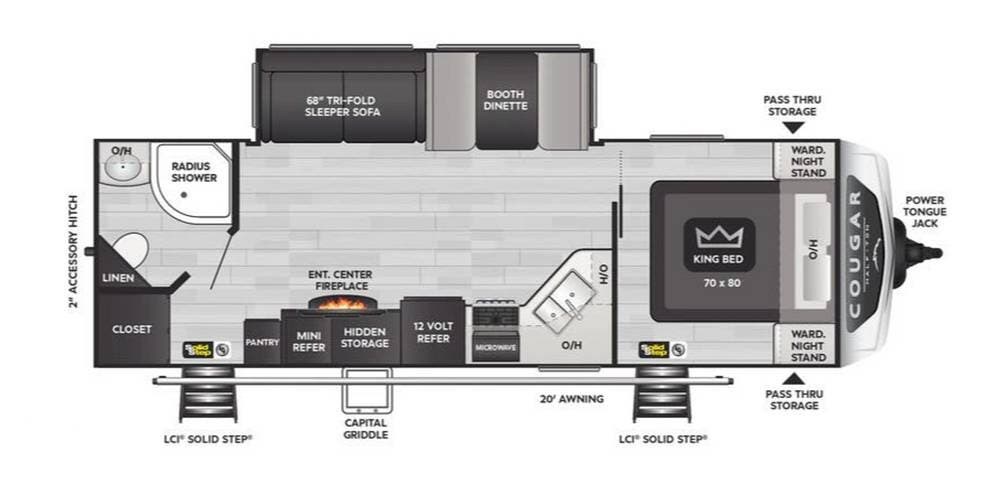 2024 Keystone Cougar 26RBS - Used Travel Trailer For Sale by Pop RVs in Schuylkill Haven, Pennsylvania features Air Conditioning, Slideout, Leveling Jacks, Awning
