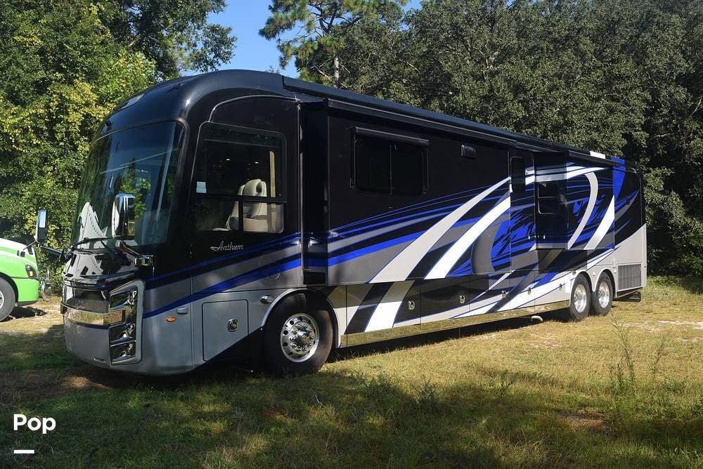 2020 Entegra Coach Anthem 44F - Used Diesel Pusher For Sale by Pop RVs in Milton, Florida features Awning, Generator, Slideout, Air Conditioning, Leveling Jacks