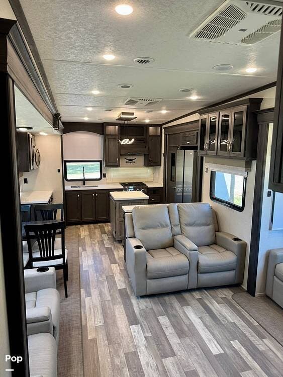 2024 Coachmen Brookstone 374RK - Used Fifth Wheel For Sale by Pop RVs in Eastland, Texas features Leveling Jacks, Awning, Slideout, Air Conditioning