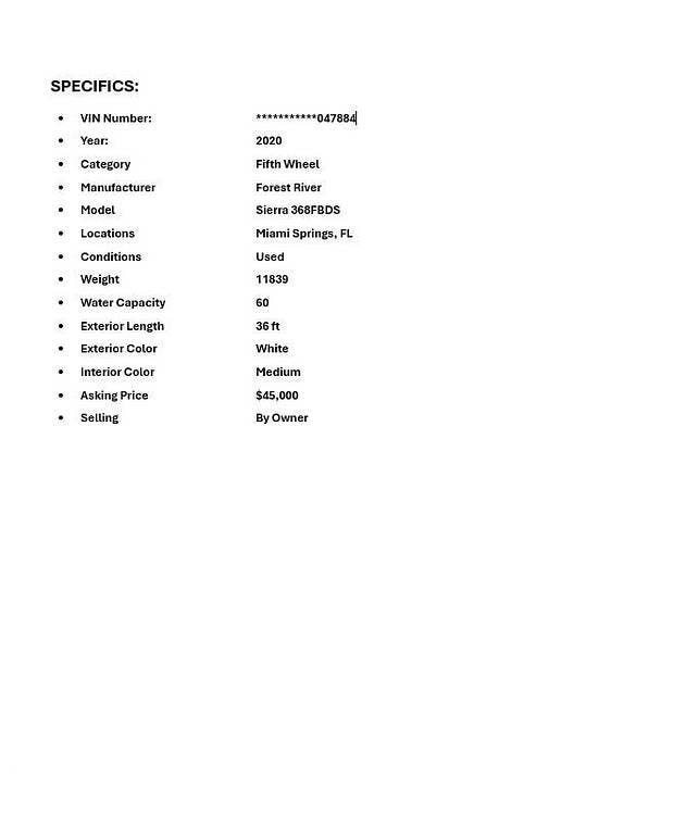 2020 Forest River Sierra 368FBDS - Used Fifth Wheel For Sale by Pop RVs in Doral, Florida features Slideout