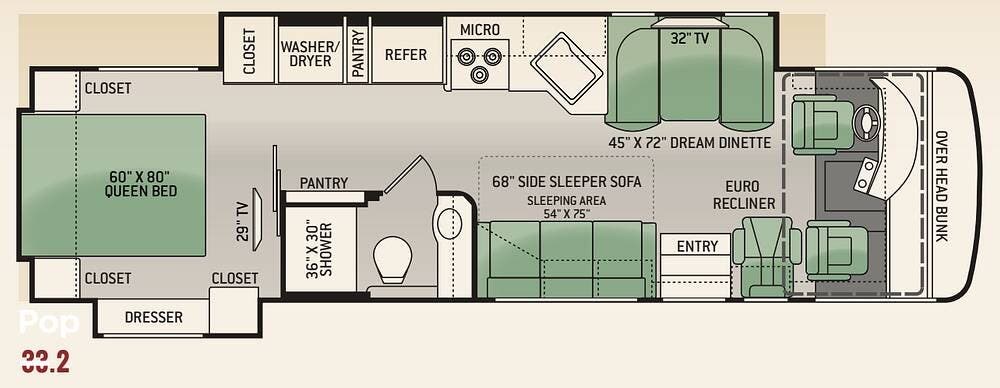 2014 Thor Motor Coach Palazzo 33.2 - Used Diesel Pusher For Sale by Pop RVs in Youngsville, North Carolina features Slideout, Leveling Jacks, Air Conditioning, Generator, Awning