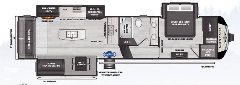 2021 Keystone Montana 3231CK - Used Fifth Wheel For Sale by Pop RVs in Durham, North Carolina features Leveling Jacks, Slideout, Air Conditioning, Awning