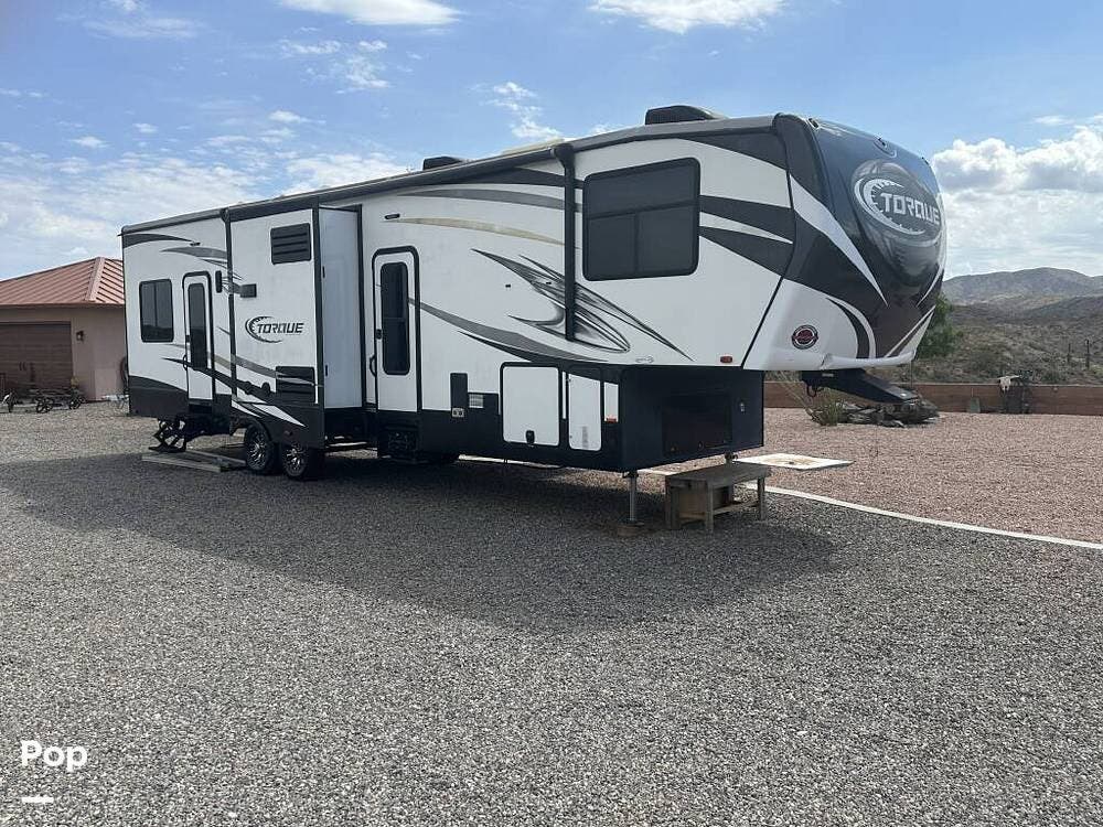 2017 Heartland Torque 365 - Used Toy Hauler For Sale by Pop RVs in Oracle, Arizona features Air Conditioning, Slideout, Generator, Awning