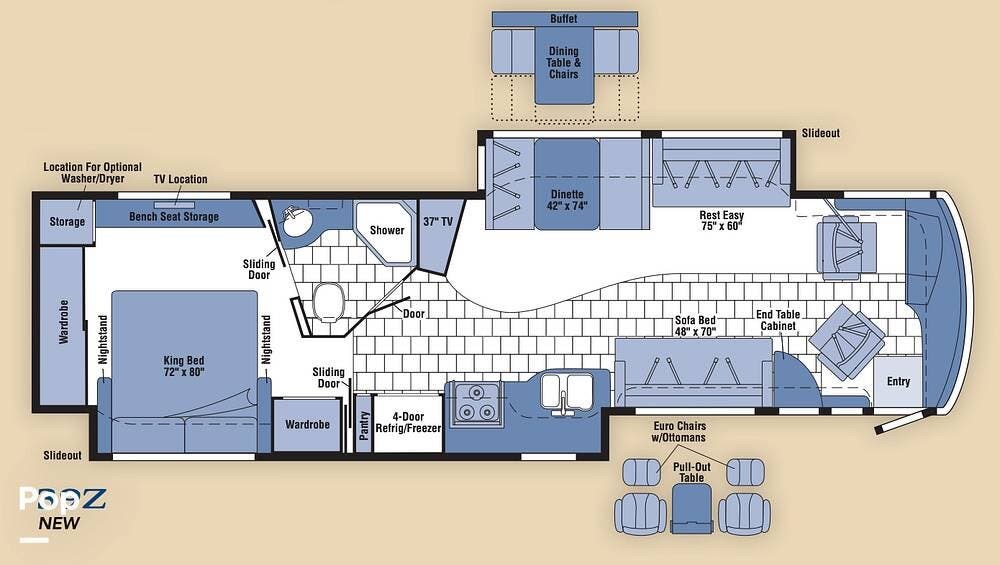 2008 Winnebago Journey 39z - Used Diesel Pusher For Sale by Pop RVs in Wernersville, Pennsylvania features Generator, Awning, Leveling Jacks, Air Conditioning, Slideout