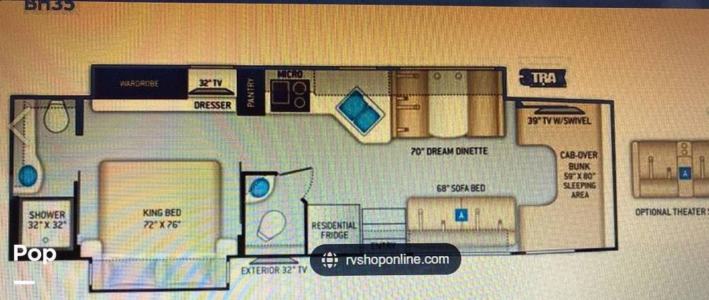 2021 Thor Motor Coach Omni BH35 Super C F550 - Used Super C For Sale by Pop RVs in Green Valley, Arizona features Slideout, Generator, Leveling Jacks, Air Conditioning