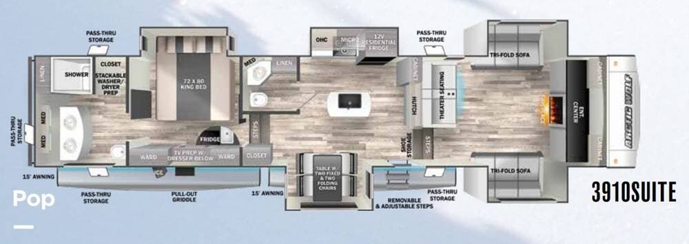 2023 Cherokee Arctic Wolf 3910SUITE - Used Fifth Wheel For Sale by Pop RVs in Oak Grove, Kentucky features Air Conditioning, Awning, Slideout