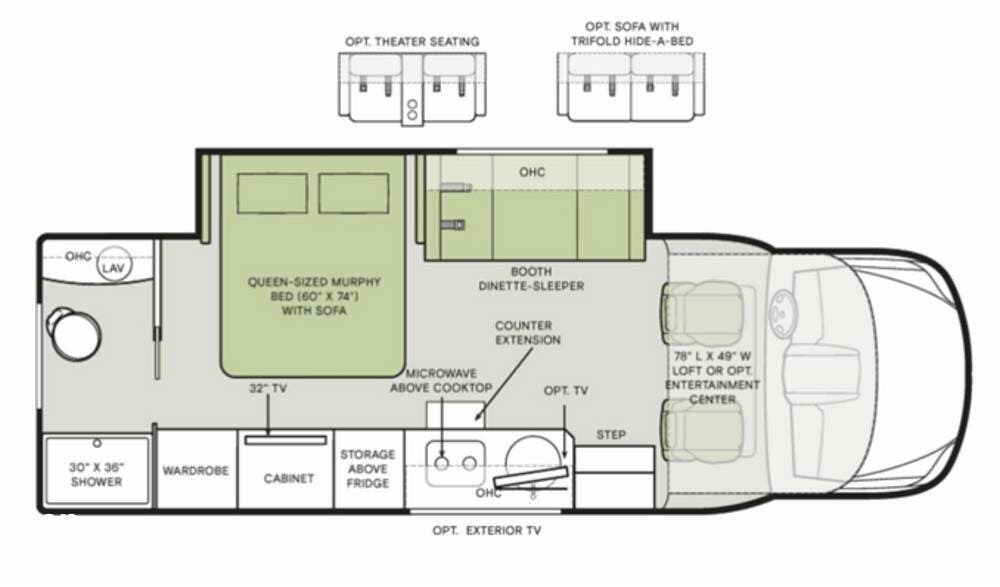 2024 Tiffin Wayfarer 25RW - Used Class C For Sale by Pop RVs in Port Richey, Florida features Leveling Jacks, Slideout, Generator, Awning, Air Conditioning