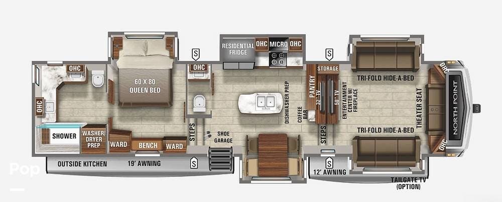 2021 Jayco North Point 382FLRB - Used Fifth Wheel For Sale by Pop RVs in Monongahela, Pennsylvania features Slideout, Leveling Jacks, Air Conditioning, Awning