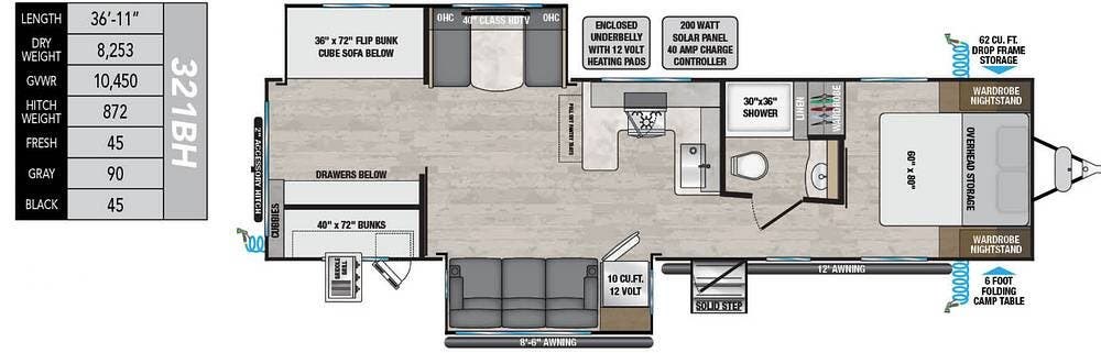 2024 Alliance RV Delta 321BH - Used Travel Trailer For Sale by Pop RVs in Winter Garden, Florida features Slideout, Leveling Jacks, Air Conditioning, Awning